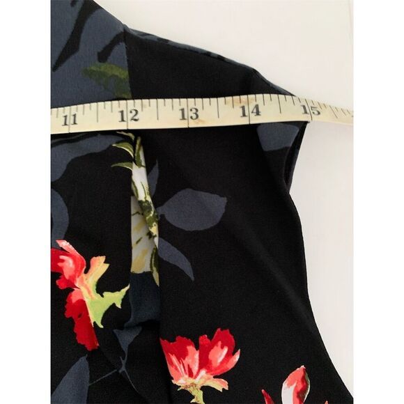 Susan Graver Liquid Knit Jumpsuit Black Floral 1X Maxi A374127 Multicolor - Picture 8 of 9